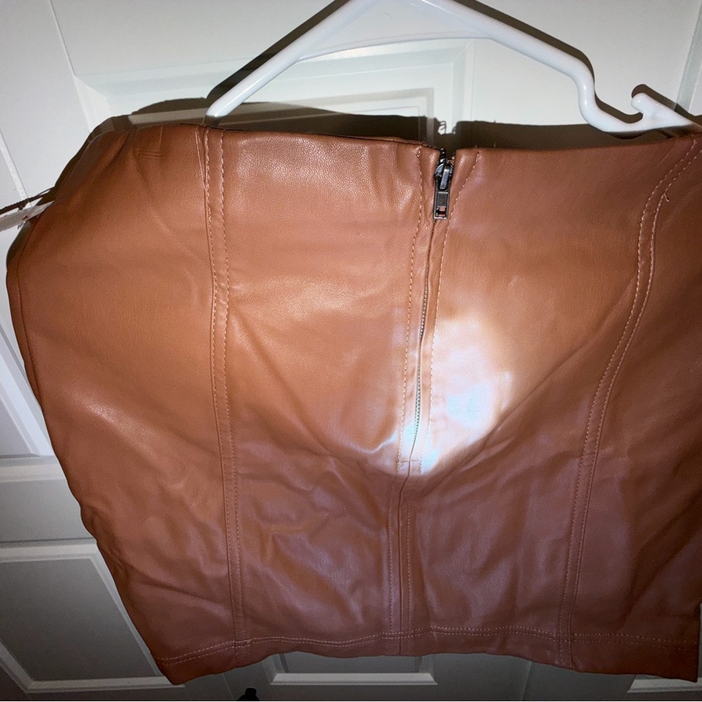 Wilfred Camel Leather Skirt